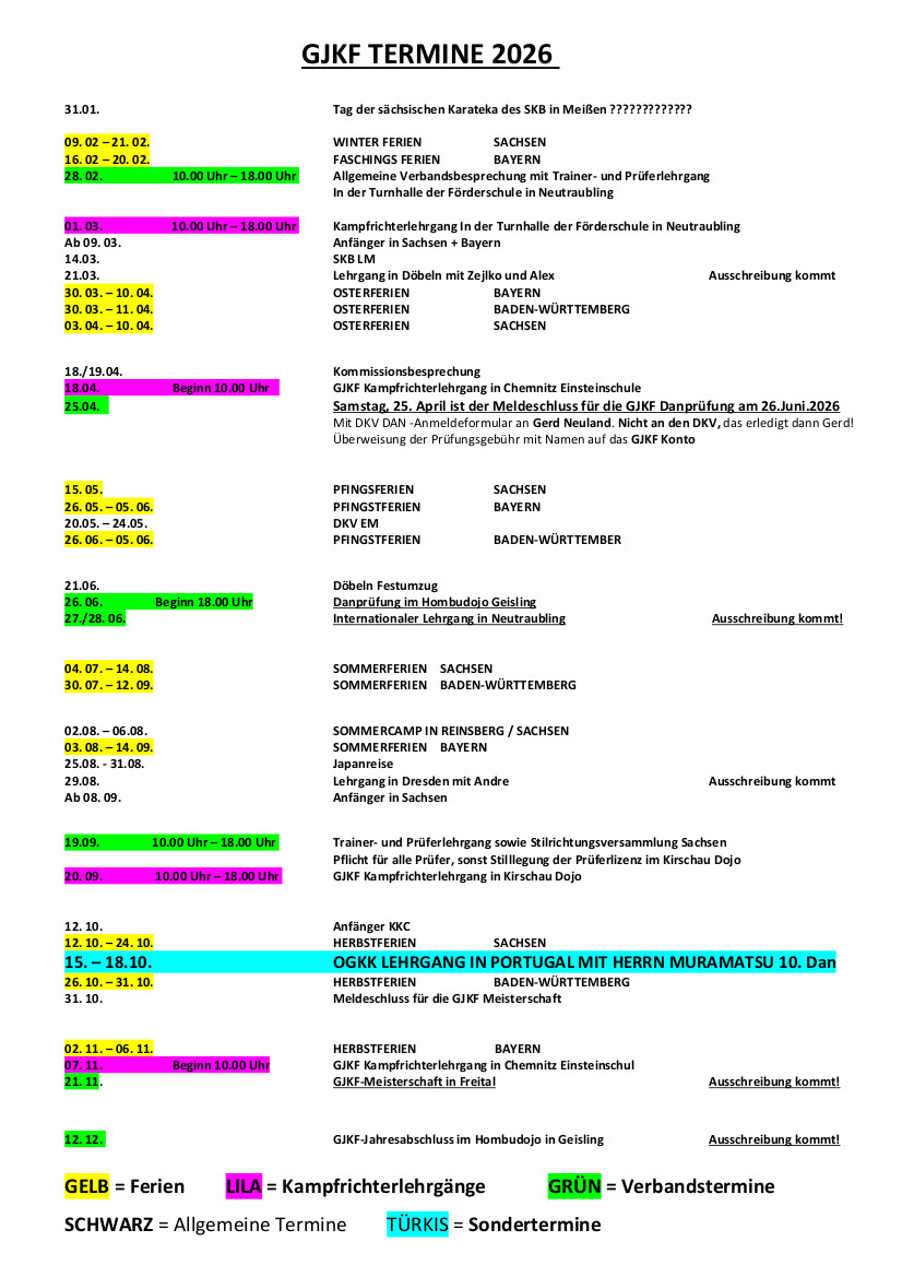 GJKF Termine 2026